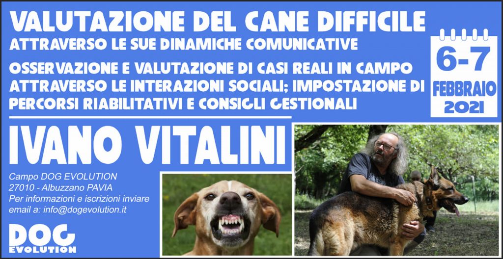 PAVIA 6-7 Febbraio 2021 - La valutazione del cane difficile con Ivano Vitalini