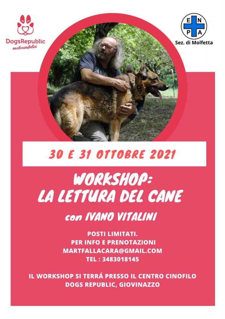 Giovinazzo (BA) 30 e 31 ottobre 2021 - La lettura del cane con Ivano Vitalini