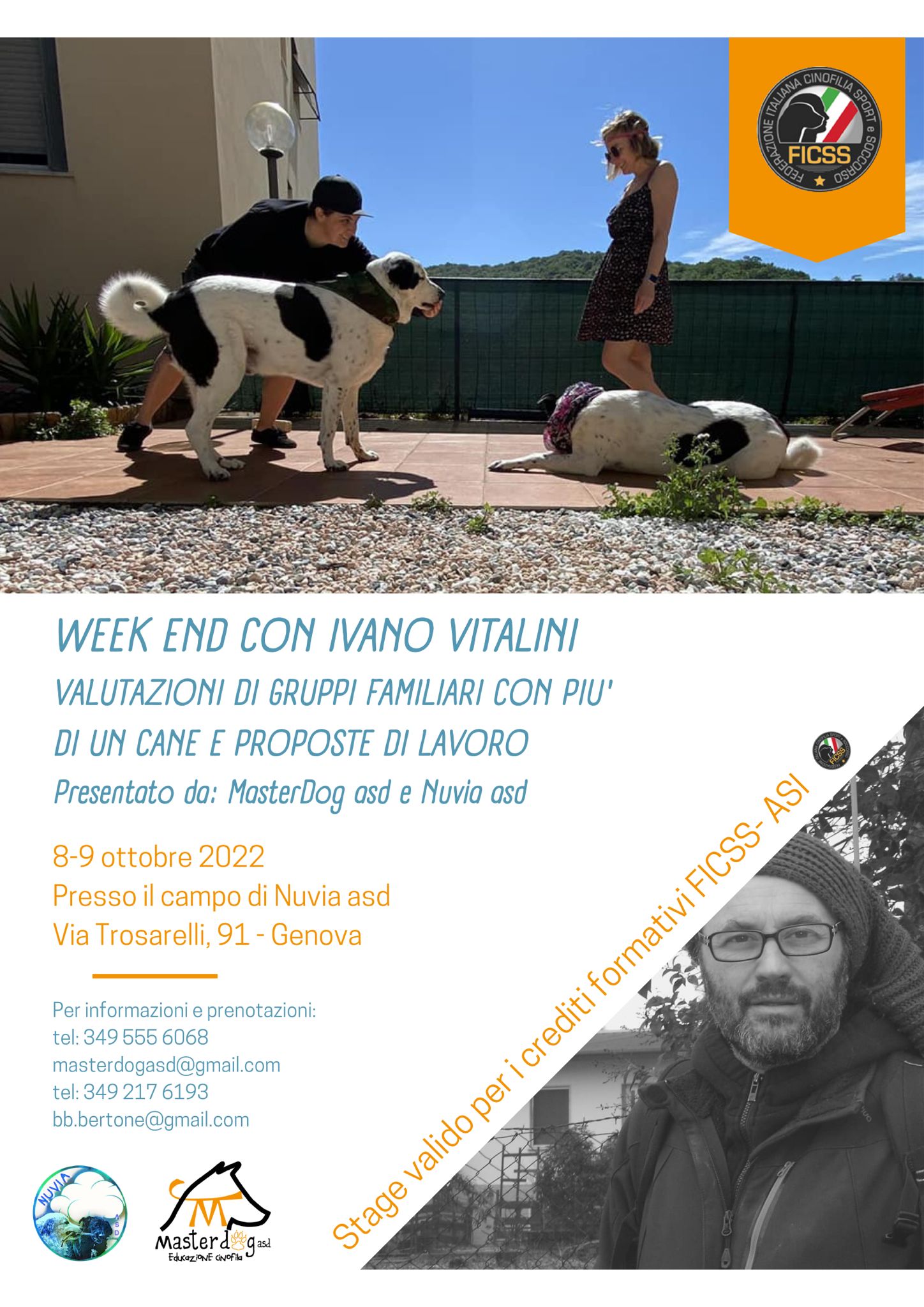 Genova 8 e 9 aprile 2022 - Valutazione di gruppi familiari con più di un cane con Ivano Vitalini
