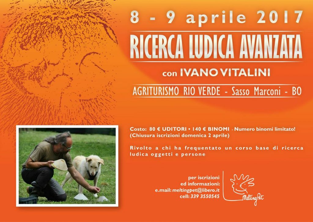 Sasso Marconi (BO) 8 e 9 Aprile 2017 - Stage di Ricerca ludica avanzata con Ivano Vitalini