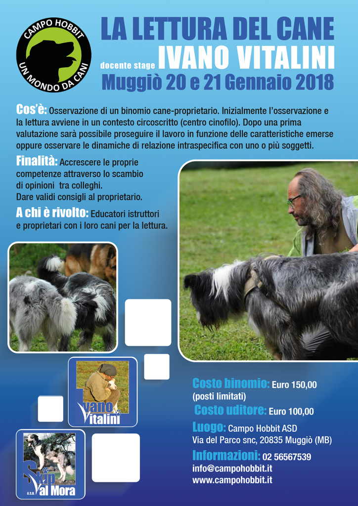 Muggiò (MB) 20 e 21 Gennaio 2018 - Lettura del cane con Ivano Vitalini