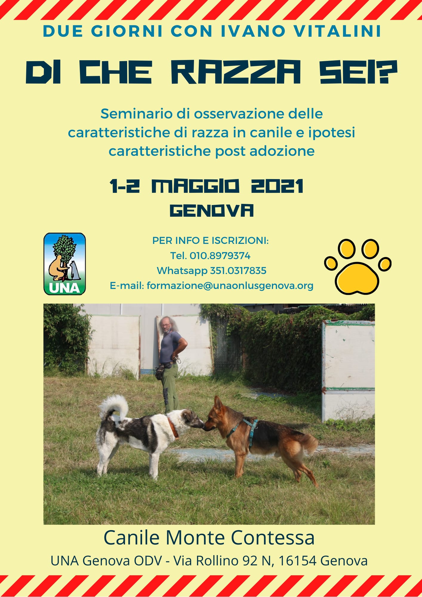 GENOVA 1-2 Maggio 2021 - Seminario di osservazione delle caratteristiche di razza con Ivano Vitalini