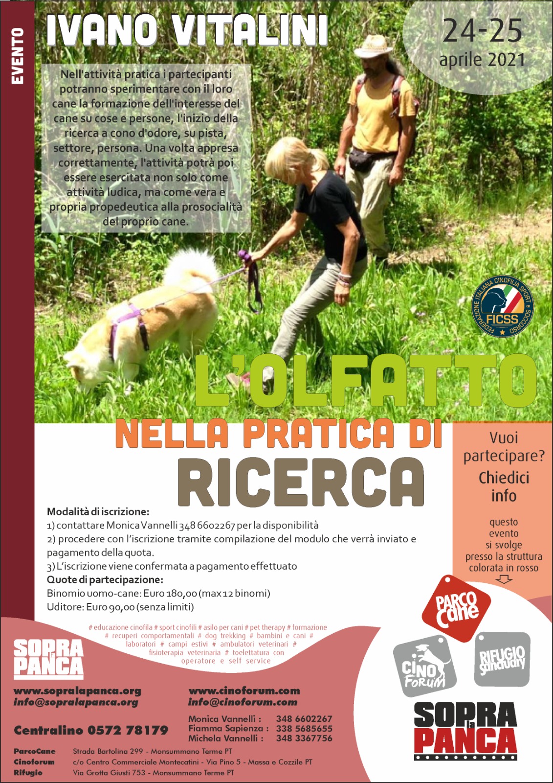 PISTOIA 24 e 25 Aprile 2021 - L'olfatto nella pratica di ricerca con Ivano Vitalini