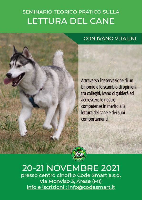 Arese (MI) 20 e 21 novembre 2021 - Seminario di lettura del cane con Ivano Vitalini