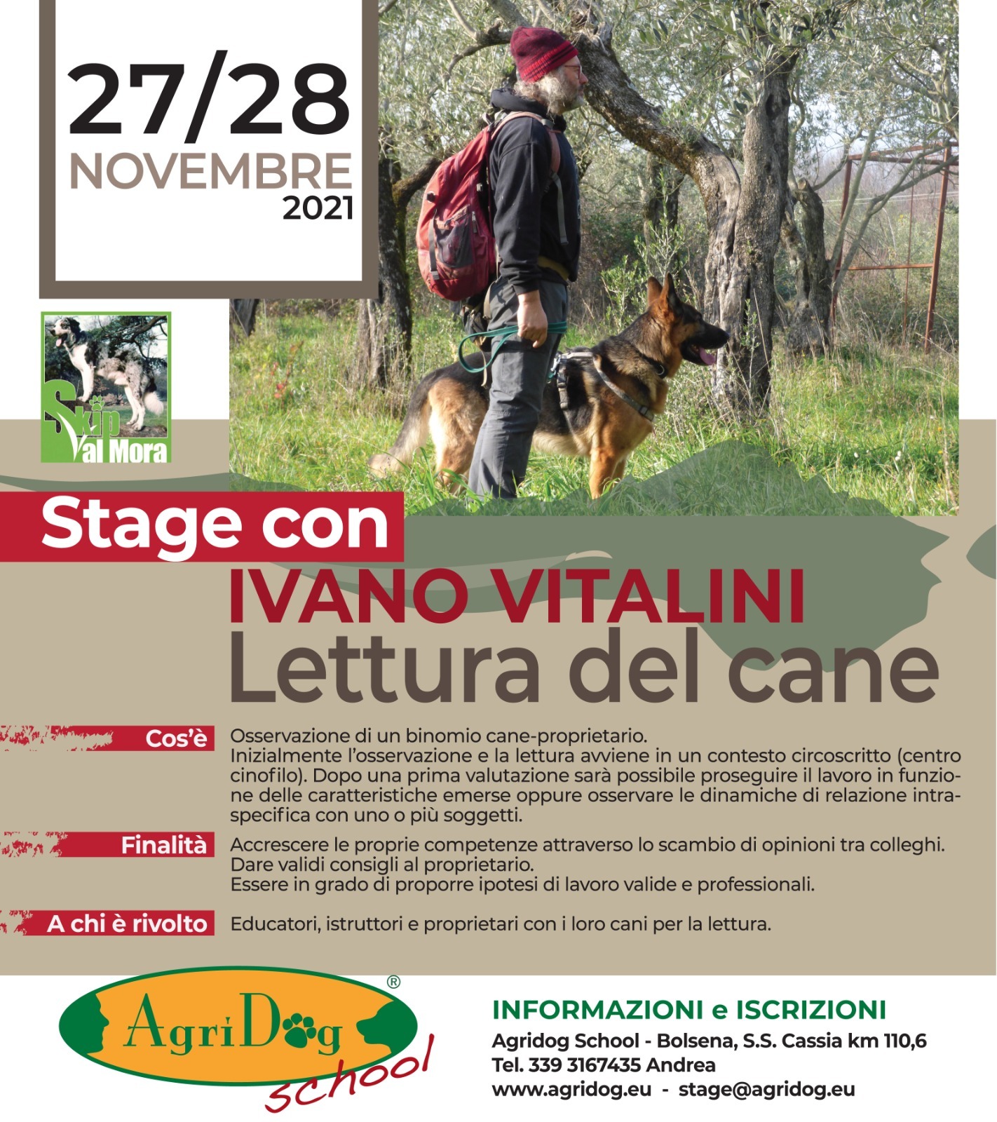 Bolsena (VT) 27 e 28 novembre 2021 - Seminario di lettura del cane con Ivano Vitalini