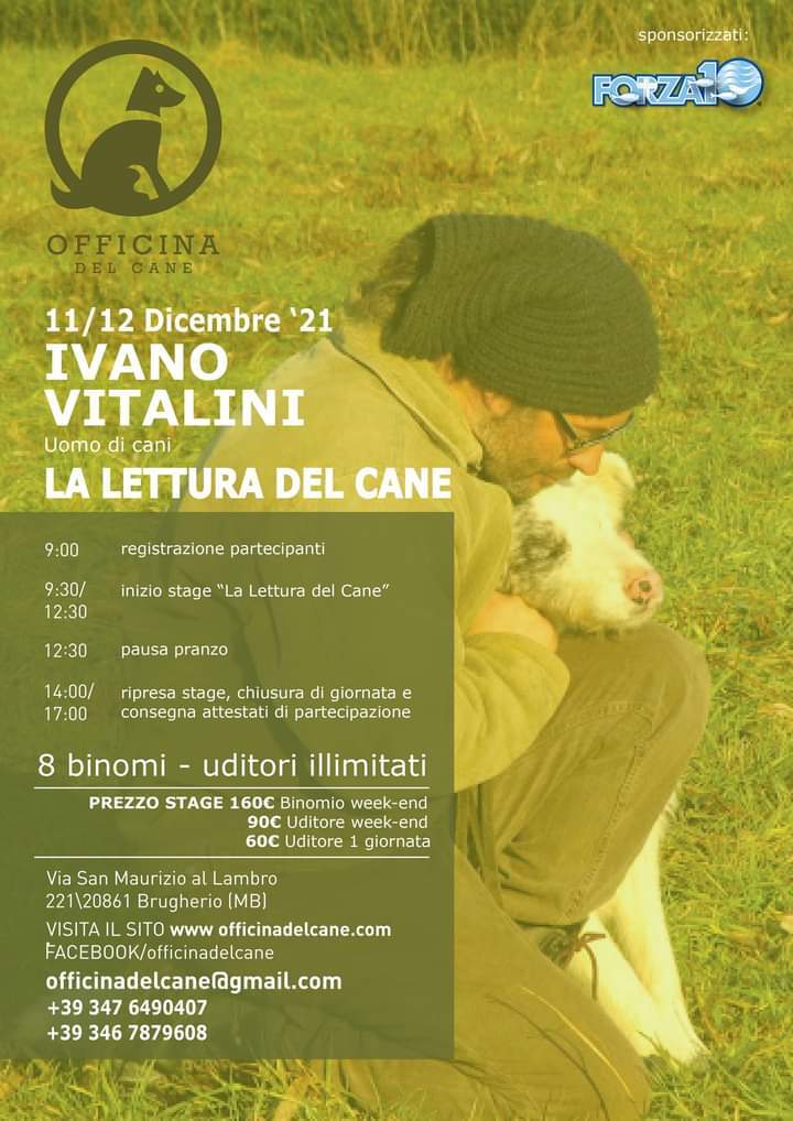 Brugherio (MB) 11 e 12 dicembree 2021 - La lettura del cane con Ivano Vitali