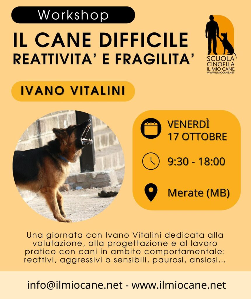 Merate (Lecco) 17 ottobre 2025 - Il cane difficile reattività e fragilità con Ivano Vitalini